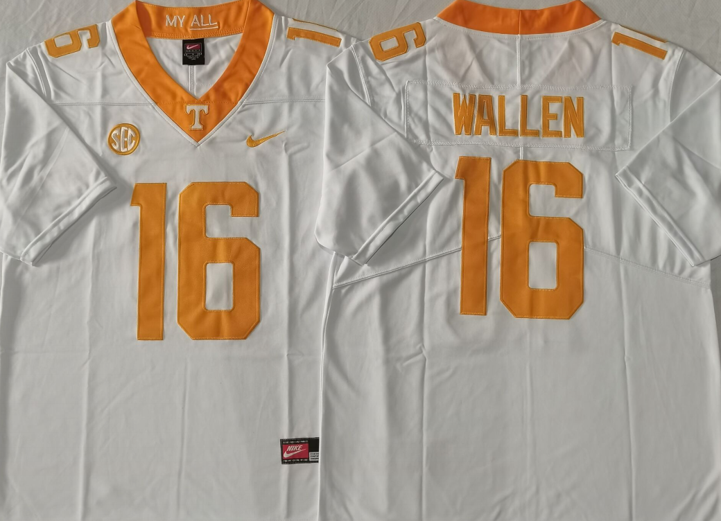 Men's Tennessee Volunteers Morgan Wallen #16 White Jersey